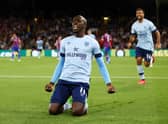  Yoane Wissa of Brentford celebrates after scoring their team’s first goal