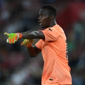 Edouard Mendy of Chelsea gestures during the Premier League match against Southampton. (Photo by Mike Hewitt/Getty Images)