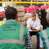 The mayor of London visiting a food bank in Newham.  