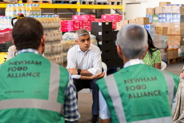 The mayor of London visiting a food bank in Newham