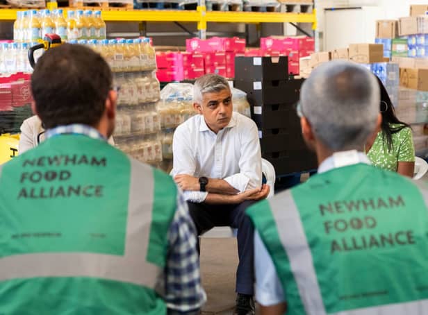 <p>The mayor of London visiting a food bank in Newham.  </p>