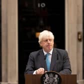 Boris Johnson gave his final address outside Downing Street earlier today. Credit: Getty Images