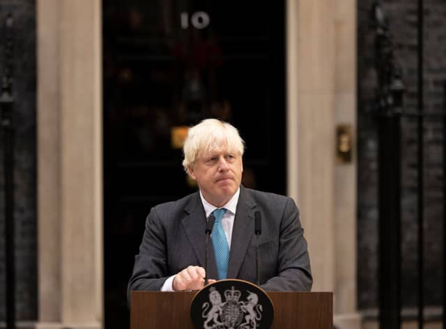 Boris Johnson gave his final address outside Downing Street earlier today. Credit: Getty Images