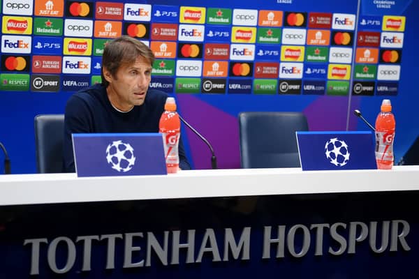 Tottenham Hotspur Manager, Antonio Conte speaks to the press ahead of the UEFA Champions League. (Photo by Alex Davidson/Getty Images)