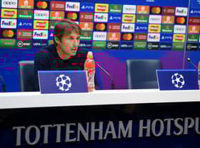 Tottenham Hotspur Manager, Antonio Conte speaks to the press ahead of the UEFA Champions League. (Photo by Alex Davidson/Getty Images)