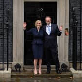 New UK prime minister Liz Truss poses with her husband Hugh O’Leary at Downing Street. Photo: Getty