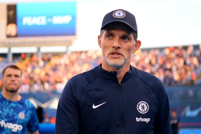 Thomas Tuchel, Manager of Chelsea looks on prior to the UEFA Champions League group E match (Photo by Jurij Kodrun/Getty Images)