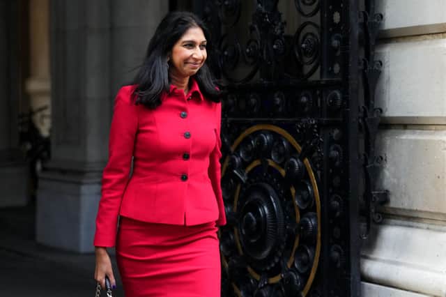 British Home Secretary Suella Braverman arrives in Downing Street for the first cabinet meeting after Liz Truss took office as the new Prime Minister on September 07, 2022 in London, England (Photo by Carl Court/Getty Images)