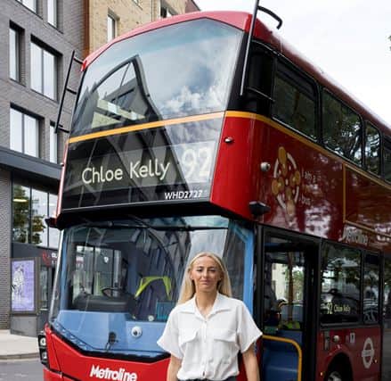 Chloe said: “I never thought I’d see my name on a London bus!” Photo: TfL