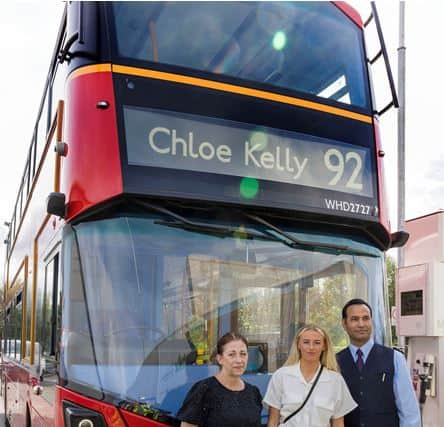 Lioness Chloe Kelly has had a TfL London bus named after her. Photo: TfL
