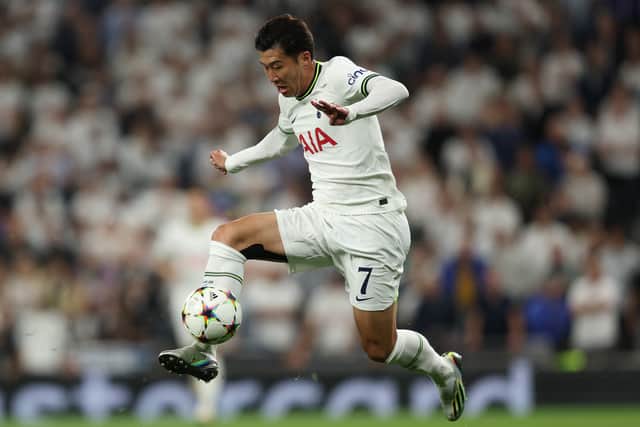 Heung-Min Son of Tottenham in action during the UEFA Champions League group D match (Photo by Richard Heathcote/Getty Images)