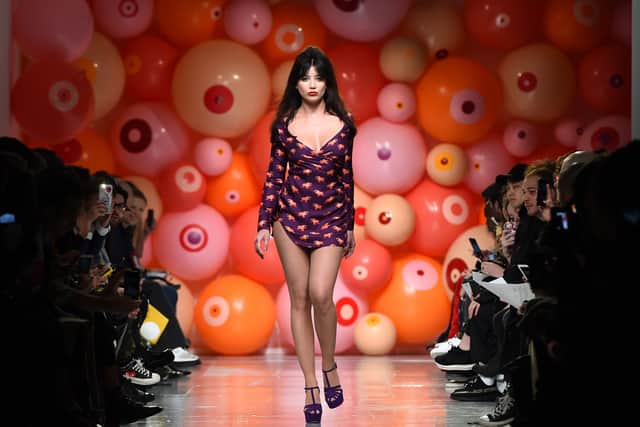 Daisy Lowe walks the runway during London Fashion Week.