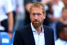 Graham Potter, Manager of Brighton & Hove Albion looks on prior to the Premier League match (Photo by Bryn Lennon/Getty Images)