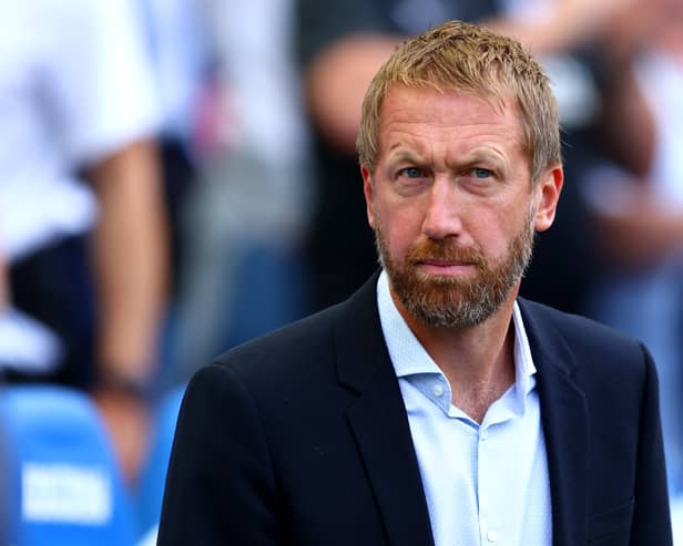 Graham Potter, Manager of Brighton & Hove Albion looks on prior to the Premier League match (Photo by Bryn Lennon/Getty Images)