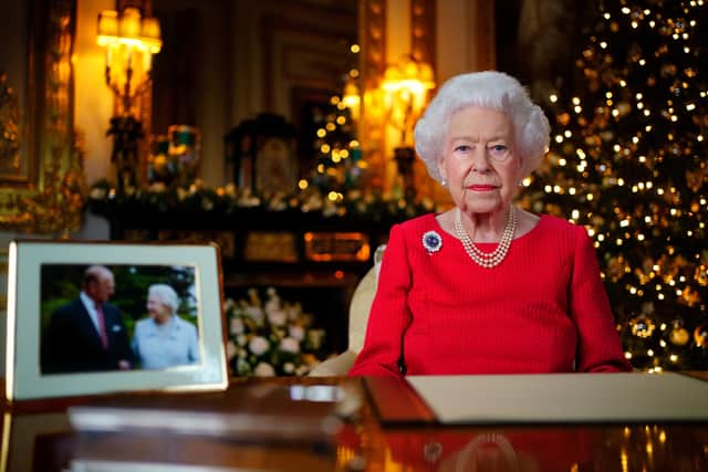 The Queen delivering her annual Christmas message in December 2021. Photo: Getty