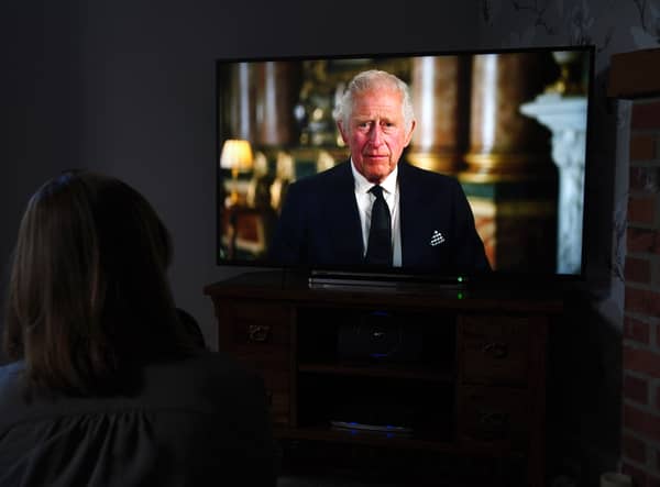 A child watching a broadcast of King Charles III first address to the nation as the new King following the death of Queen Elizabeth II on Thursday. Picture date: Friday September 9, 2022.