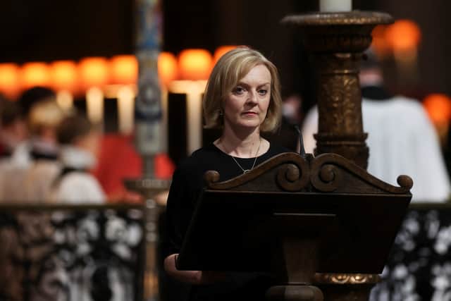 Prime Minister Liz Truss gives a reading during a service of prayer and reflection, following the passing of Queen Elizabeth. Photo: Getty