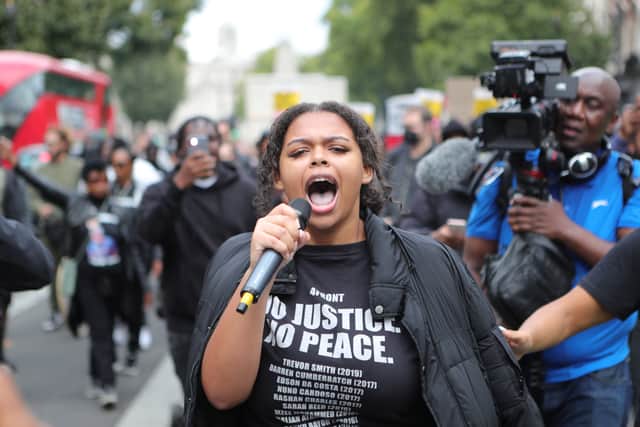 Protestors shouted the Black Lives Matter slogan: ‘No justice, no peace.’ Photo: SWNS