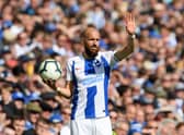 Bruno Saltor Grau of Brighton and Hove Albion takes a throw in during the Premier League match  (Photo by Mike Hewitt/Getty Images)