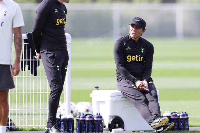 Antonio Conte, head coach of Tottenham Hotspur and Ryan Mason, first team coach at Tottenham . (Photo by Alex Morton/Getty Images)