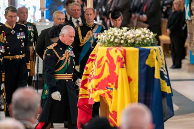 King Charles III and other royals attend a service of prayer and reflection for the Queen’s life at St Giles’ Cathedral, Edinburgh. Photo: Getty
