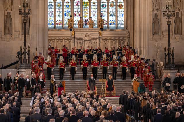 The Queen will lie in state in Westminster Hall, where King Charles gave an address to Parliament on Monday. Photo: Getty