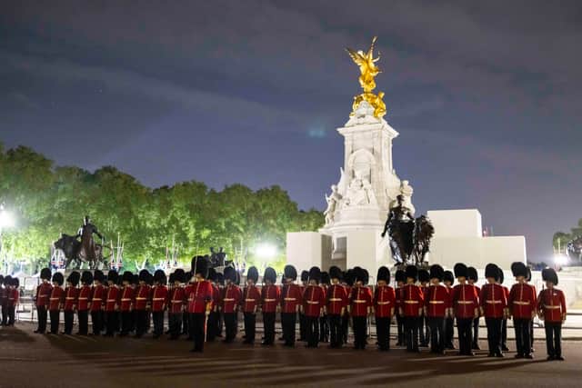 Armed forces come together in Central London for a full dress rehearsal of Her Majesty the Queens Funeral