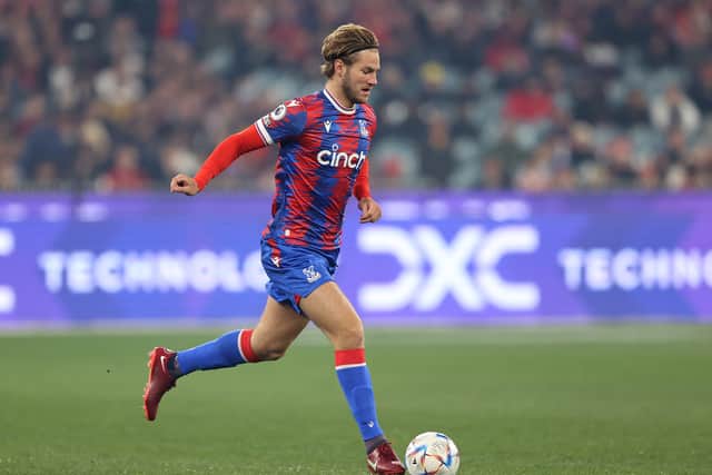 Joachim Andersen of Crystal Palace runs with the ball during the Pre-Season Friendly match (Photo by Robert Cianflone/Getty Images)