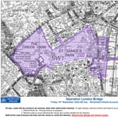 The roads contained within the purple section of the map will be closed all day on Friday. (Image: The Metropolitan Police)