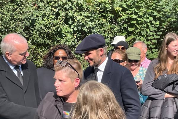 David Beckham was pictured waiting in the queue to see the Queen. Photo:  Peter Saull