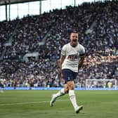  Eric Dier of Tottenham Hotspur celebrates after scoring their teams second goal during the Premier League match (Photo by Ryan Pierse/Getty Images)
