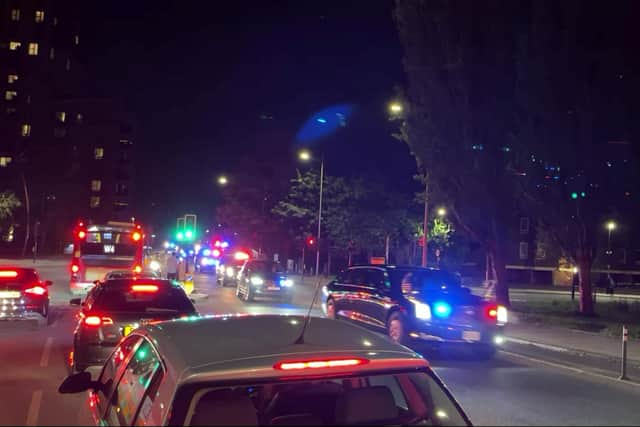 Video grab of US President Biden’s motorcade passing through Ferry Lane, Tottenham Hale. Photo: Alex Kelly / SWNS