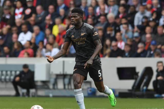 Thomas Partey of Arsenal during the Premier League match between Brentford FC and Arsenal (Photo by David Price/Arsenal FC via Getty Images)