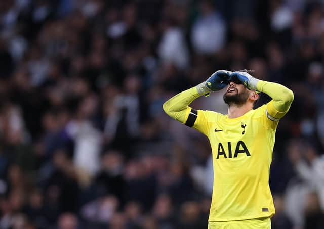 Hugo Lloris of Tottenham Hotspur reacts during the Premier League match (Photo by Ryan Pierse/Getty Images)
