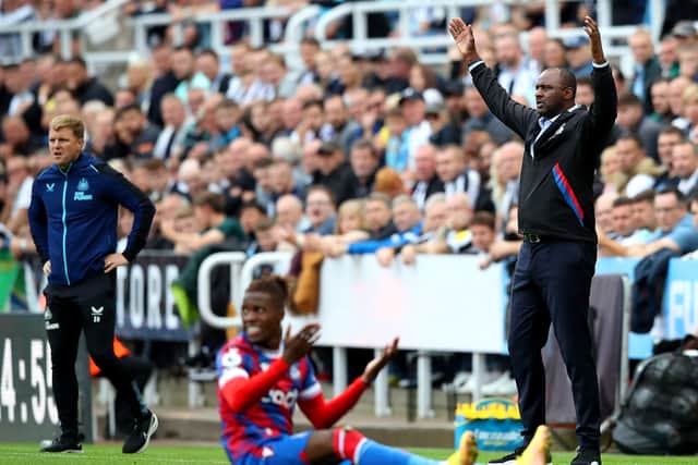 Patrick Vieira, Head Coach of Crystal Palace reacts during the Premier League match (Photo by Jan Kruger/Getty Images)