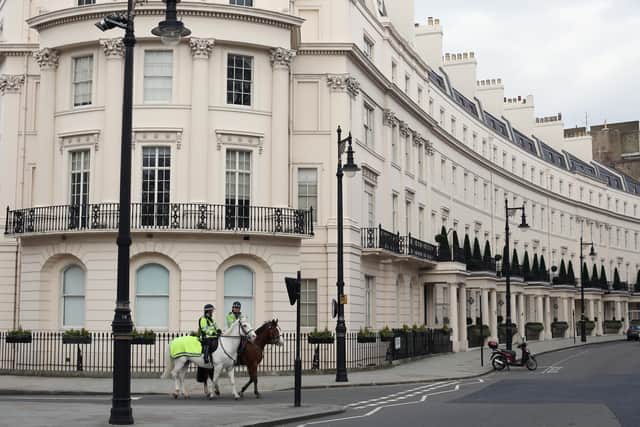 Terraced residential properties in the affluent Belgravia area of London. Photo: Getty