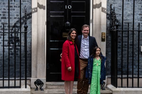 Nazanin Zaghari-Ratcliffe (L), her daughter Gabriella (R) and her husband Richard Ratcliffe at 10 Downing Street. Photo: Getty