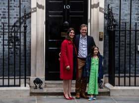 Nazanin Zaghari-Ratcliffe (L), her daughter Gabriella (R) and her husband Richard Ratcliffe at 10 Downing Street. Photo: Getty
