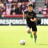 Kieran Tierney of Arsenal during the Premier League match between Brentford FC and Arsenal (Photo by David Price/Arsenal FC via Getty Images)