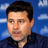 Germain's Argentinian head coach Mauricio Pochettino gives a press conference (Photo by KARIM JAAFAR/AFP via Getty Images)