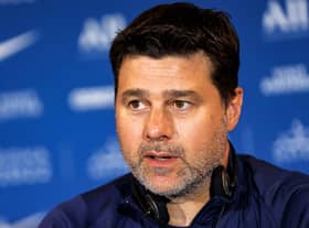 Germain's Argentinian head coach Mauricio Pochettino gives a press conference (Photo by KARIM JAAFAR/AFP via Getty Images)