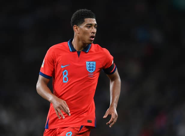 <p>Jude Bellingham of England during the UEFA Nations League League A Group 3 match between England (Photo by Shaun Botterill/Getty Images)</p>