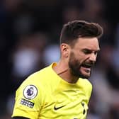 Hugo Lloris of Tottenham Hotspur reacts during the Premier League match between Tottenham Hotspur and Leicester City (Photo by Ryan Pierse/Getty Images)