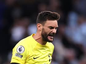 Hugo Lloris of Tottenham Hotspur reacts during the Premier League match between Tottenham Hotspur and Leicester City (Photo by Ryan Pierse/Getty Images)