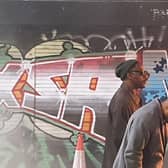 Rapper Slick Rick and actor Idris Elba were spotted filming a mystery project on Brixton’s Electric Avenue. Photo: LondonWorld