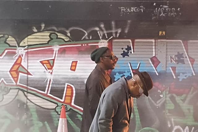 Rapper Slick Rick and actor Idris Elba were spotted filming a mystery project on Brixton’s Electric Avenue. Photo: LondonWorld