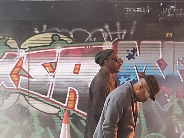 Rapper Slick Rick and actor Idris Elba were spotted filming a mystery project on Brixton’s Electric Avenue. Photo: LondonWorld