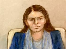 Artists impression of Anne Sacoolas, 45, appearing at Westminster Magistrates’ Court, London, via videolink. Image: Julia Quenzler / SWNS