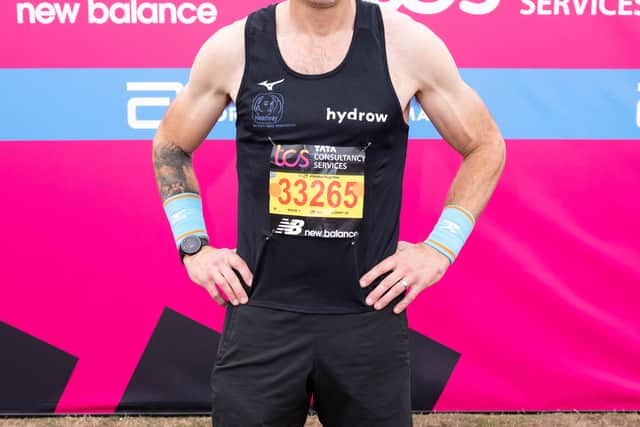 Olympic gold-medalist James Cracknell at the start of the 2022 TCS London Marathon