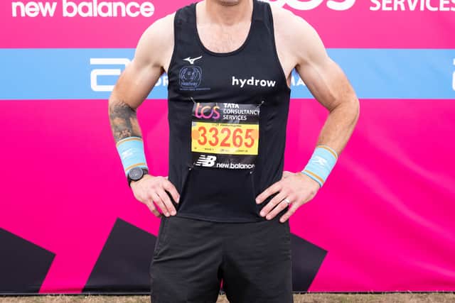 Olympic gold-medalist James Cracknell at the start of the 2022 TCS  London Marathon 